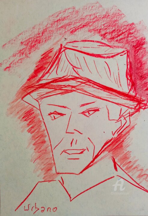 Drawing titled "L' homme au chapeau…" by Roberto Urbano, Original Artwork, Chalk