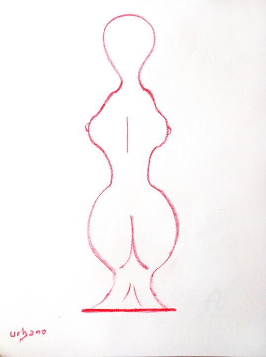 Dibujo titulada "Femme nu abstrait" por Roberto Urbano, Obra de arte original, Tiza