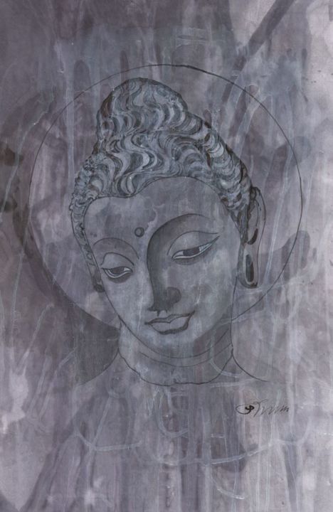 buddha head drawing pencil