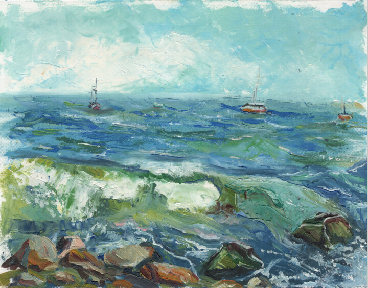 Malarstwo zatytułowany „Big Sur Seascape” autorstwa Bogdan Shiptenko, Oryginalna praca, Olej