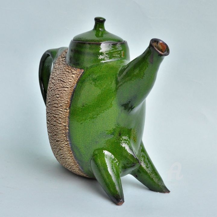 Diseño titulada "Green teapot" por Bogusław Dobrowolski, Obra de arte original, Objetos
