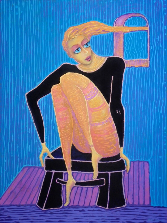 Peinture intitulée "Przy oknie" par Bohdan Wincenty Łoboda, Œuvre d'art originale, Acrylique