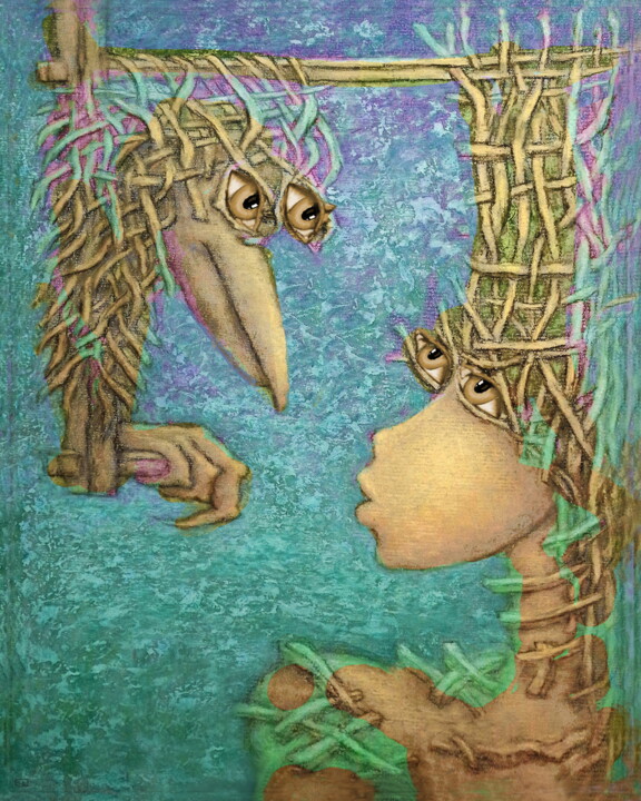 Arts numériques intitulée "Ptak i ona" par Bohdan Wincenty Łoboda, Œuvre d'art originale, Collage numérique