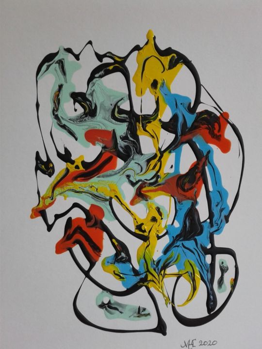 Schilderij getiteld "Angry birds" door Marianne Huizinga, Origineel Kunstwerk, Acryl