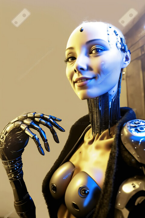 Digital Arts titled "robot souriante" by Bohmert Frederic, Original Artwork, AI generated image