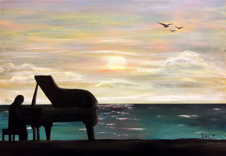 Pittura intitolato "Pianoforte al tramo…" da Leandro Boi, Opera d'arte originale, Olio