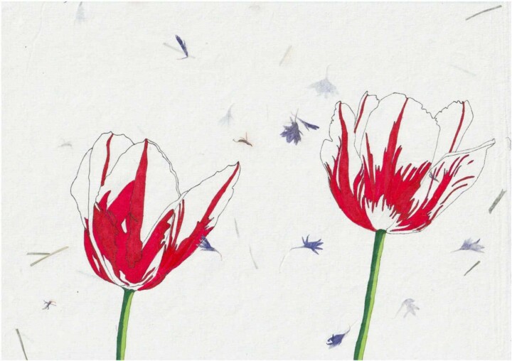 제목이 "Tulipes blanches au…"인 그림 Sandrine Borgniet로, 원작, 마커