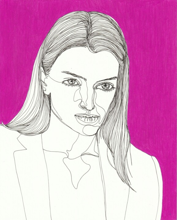 Dibujo titulada "Portrait de femme f…" por Sandrine Borgniet, Obra de arte original, Rotulador