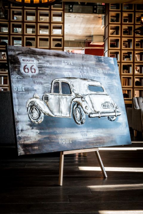 Schilderij getiteld "VINTAGE CAR" door Borte Yrys, Origineel Kunstwerk, Glazuur