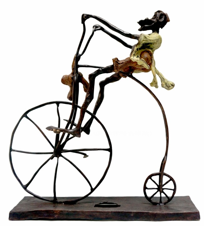 Rzeźba zatytułowany „A vélocipède” autorstwa Boureima Ouedraogo, Oryginalna praca, Brąz