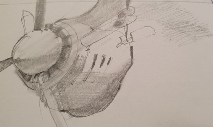 Disegno intitolato "Prop" da Brendan Walsh, Opera d'arte originale, Matita