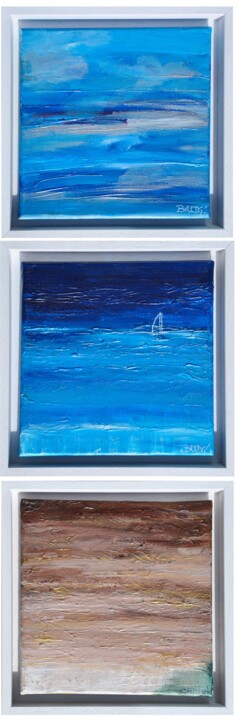 Painting titled "Ocean view" by Bridg', Original Artwork, Acrylic Mounted on Wood Stretcher frame