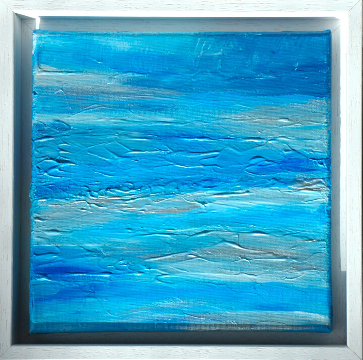 Painting titled "Ciel azur 2" by Bridg', Original Artwork, Acrylic Mounted on Wood Stretcher frame