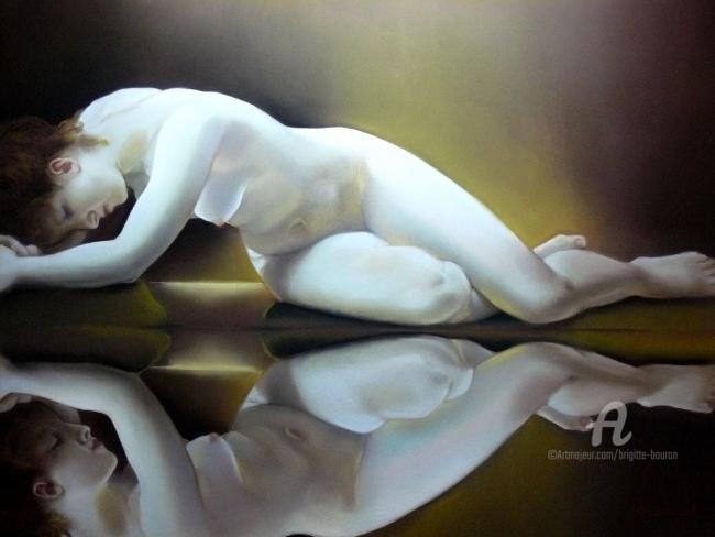 Pintura titulada "LE MIROIR DE BIBLIS" por Brigitte Bouron, Obra de arte original, Oleo