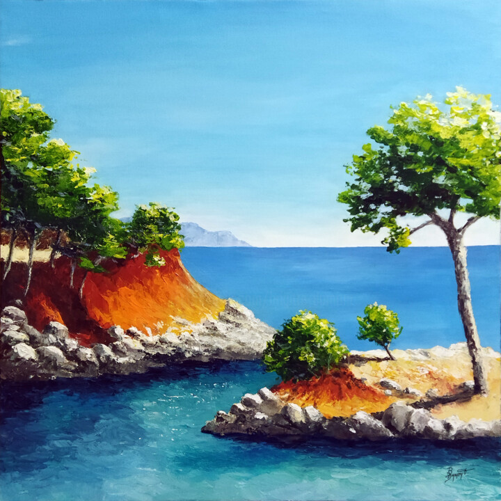 Pintura titulada "La presqu'île" por Brigitte Dumont, Obra de arte original, Acrílico