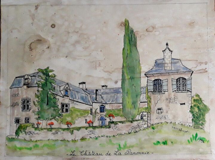 Painting titled "Le Château de la Pa…" by Brigitte Mathé (MBL), Original Artwork, Watercolor
