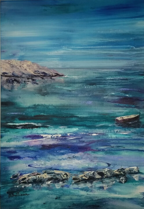 Painting titled "Bleu turquoise" by Brigitte Nellissen (Ster), Original Artwork, Acrylic