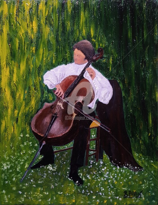 Peinture intitulée "Violoncelliste Gaut…" par Brigitte Payen (B.PAYEN), Œuvre d'art originale, Huile