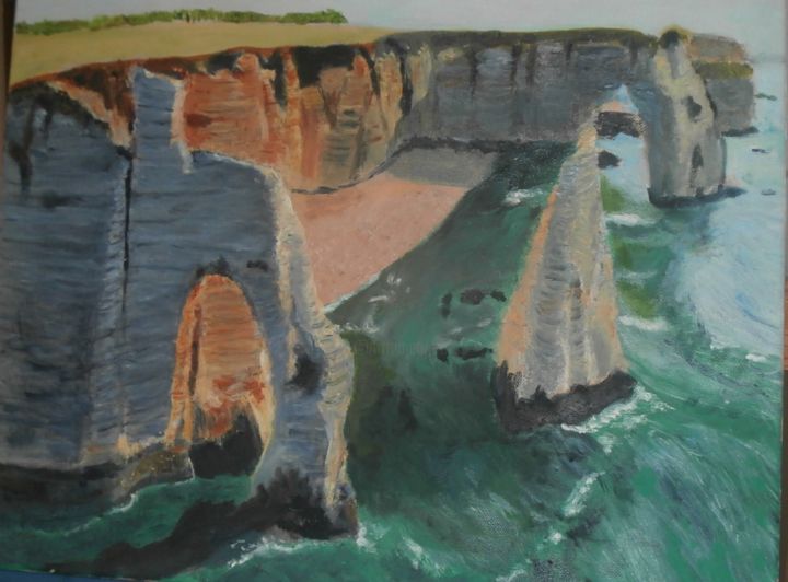 Peinture intitulée "falaises-detretat.j…" par Bernard Brizoul, Œuvre d'art originale, Huile