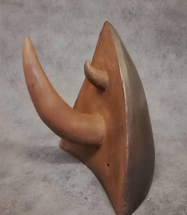 Sculpture titled "Rino" by Olivier Bru, Original Artwork, Ceramics