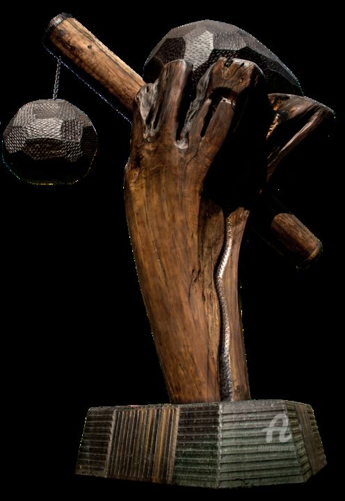 Sculpture titled "UPRISING" by Bruce Johnson, Original Artwork, Wood