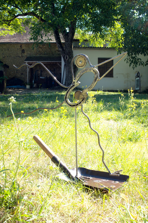 Sculpture intitulée "Oiseau Pelle Météor…" par Bruno Mesrine, Œuvre d'art originale, Métaux