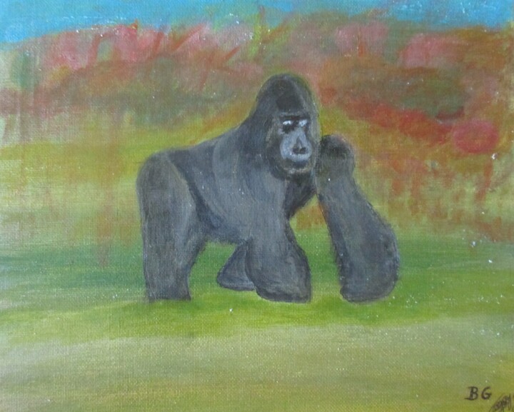 Painting titled "Gorille" by Bruno Grégory (BG), Original Artwork, Acrylic