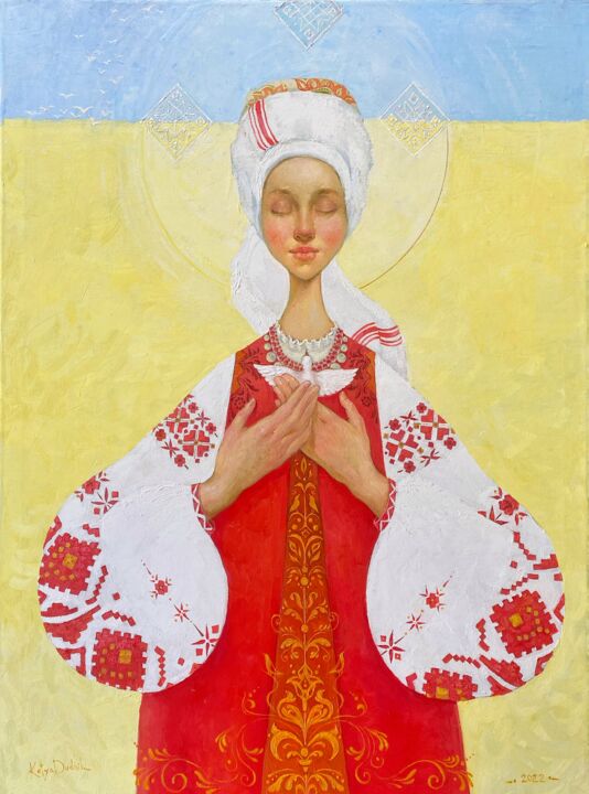 Pintura intitulada "Mother Ukraine" por Katya Dudnik, Obras de arte originais, Óleo