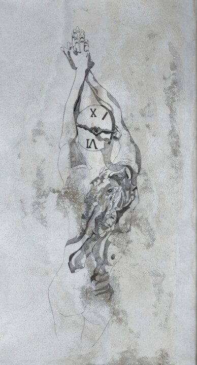 Dessin intitulée "Le poids du temps q…" par Butty Magali, Œuvre d'art originale, Crayon