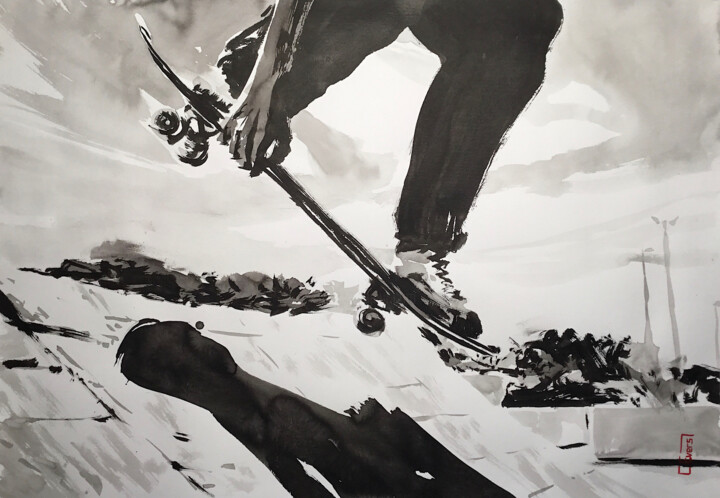 Peinture intitulée "Skate No. 9" par Christian Evers, Œuvre d'art originale, Encre