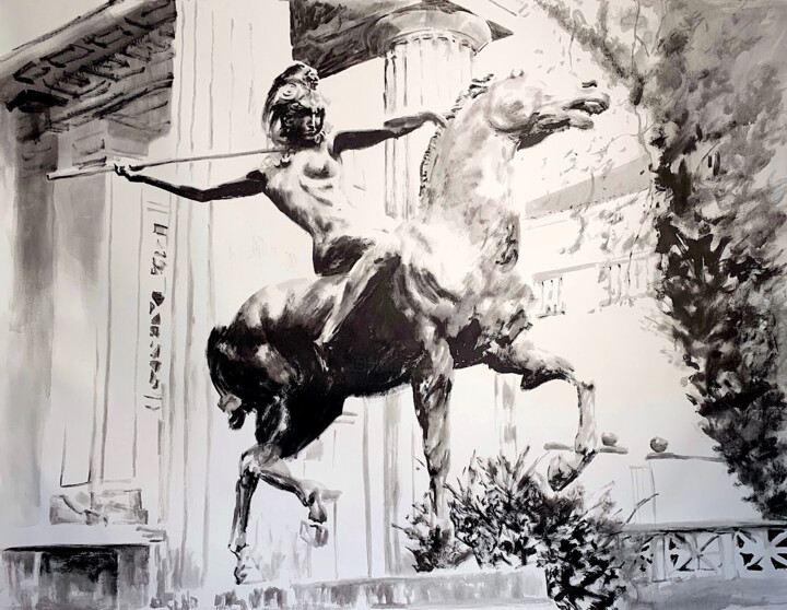 제목이 "Riding Amazon, afte…"인 미술작품 Christian Evers로, 원작, 잉크 나무 들것 프레임에 장착됨