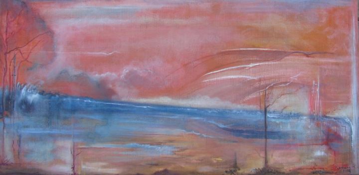 Peinture intitulée "Horizon désolé" par Barbara K, Œuvre d'art originale, Huile