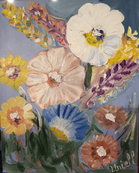 Картина под названием "Flowers" - Uriell, Подлинное произведение искусства, Акрил