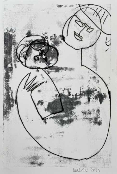 "Young Man Holding H…" başlıklı Baskıresim Cäcilie Von Manal tarafından, Orijinal sanat, Monotip