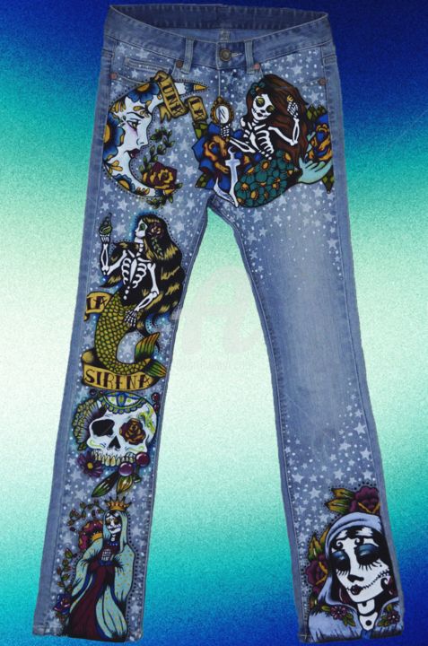 Painting titled "Tattoo on your legs" by Milaht, Original Artwork, Other