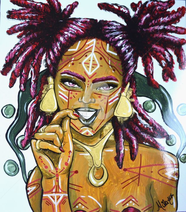 Painting titled "AfroGinga" by Milaht, Original Artwork, Acrylic
