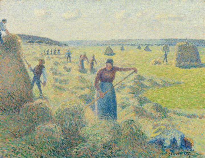 Painting titled "La Récolte des Foin…" by Camille Pissarro, Original Artwork, Oil