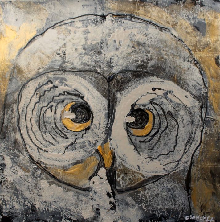 Pintura titulada "Owl#03" por Camille Sanchez, Obra de arte original, Acrílico