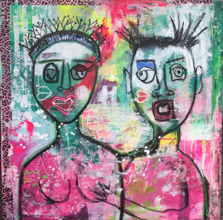 Pintura titulada "les amoureux" por Candice Boulanger, Obra de arte original, Acrílico