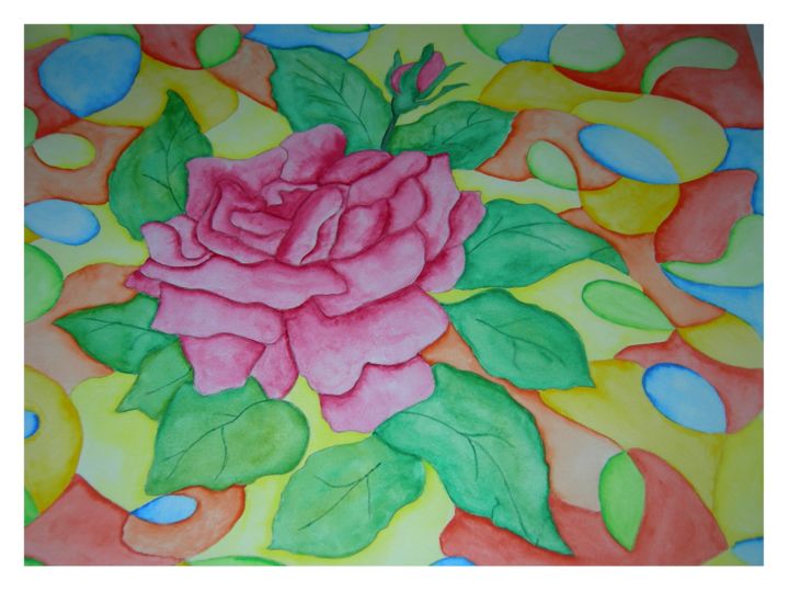 Peinture intitulée "rose.jpg" par Marie Christine Capron, Œuvre d'art originale