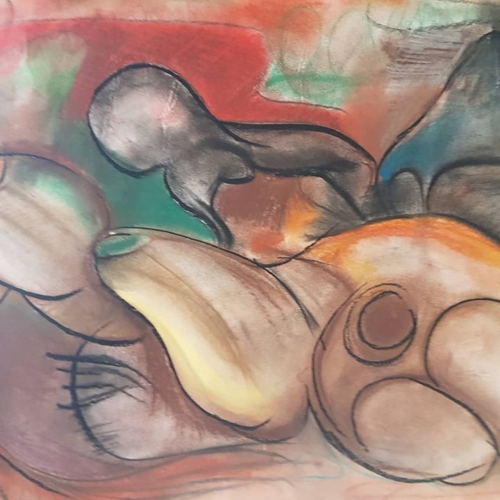 Dessin intitulée "rupestre" par Christophe Capdegelle, Œuvre d'art originale, Pastel