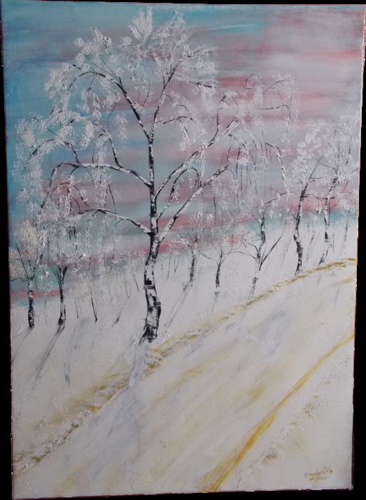 Peinture intitulée "paysage d'hiver d'A…" par Gérard Capdevielle, Œuvre d'art originale, Huile