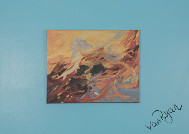 Painting titled "golden-volcano.jpg" by Van Ryan, Original Artwork, Acrylic