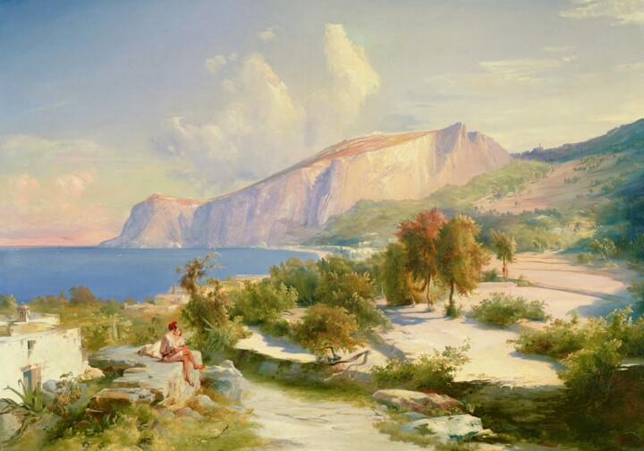 Pintura titulada "Marina Grande, Capri" por Carl Blechen, Obra de arte original, Oleo