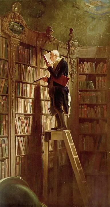 Pintura titulada "The Bookworm" por Carl Spitzweg, Obra de arte original, Oleo