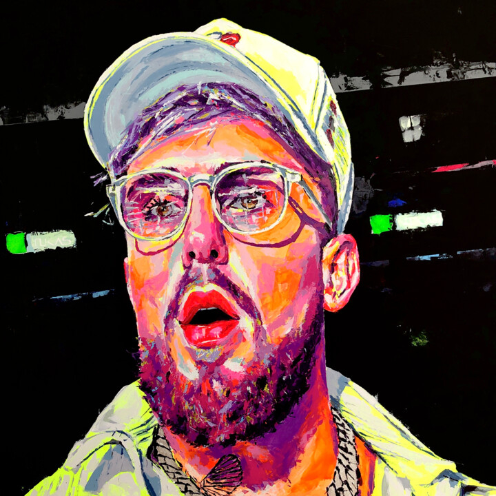 Painting titled "Jake Paul" by Carlo Bzdok, Original Artwork, Acrylic