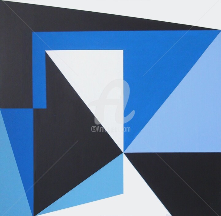 Painting titled "Escalera Azul" by Carlos Álvarez Maciel, Original Artwork, Acrylic