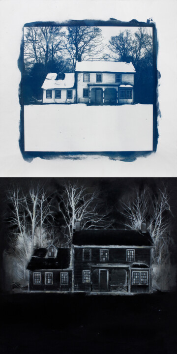 Drawing titled "Abandoned house XVI" by Carlos Asensio, Original Artwork, Pastel Mounted on Wood Panel