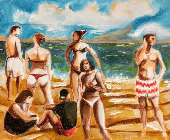 "La plage, Les corps…" başlıklı Tablo Decastro tarafından, Orijinal sanat, Akrilik