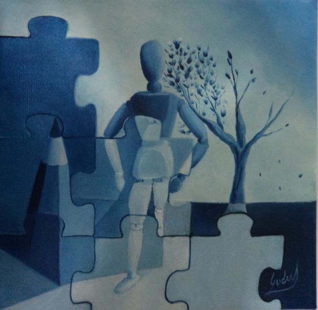 Pintura titulada "Visoes de um Azul -…" por Carlos Godinho, Obra de arte original, Oleo